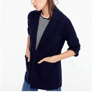 J Crew Merino Wool Blend Sophie open front sweater blazer cardigan navy blue